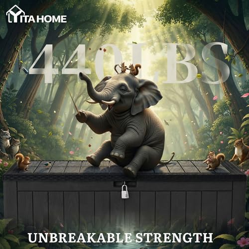 YITAHOME 134 Gallon Large Deck Box - color: Black, size: 134 Gallon