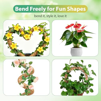 2 Pack Bendable Moss Pole, 28" DIY Shape Monstera Plant Support - size: 2-Pack (28 in)