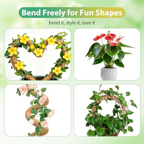 2 Pack Bendable Moss Pole, 63" DIY Shape Monstera Plant Support - size: 2-Pack (63 in)