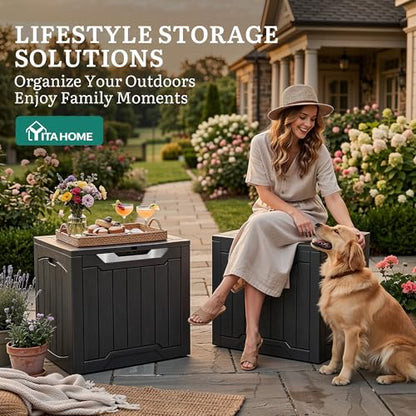 YITAHOME 31 Gallon Deck Boxes Set of 2 - color: Black & Silver, size: 31 Gallon 2pcs