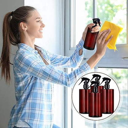 Hsei 20 Pcs 16 oz Amber Spray Bottles, Refillable Plastic with Triggers