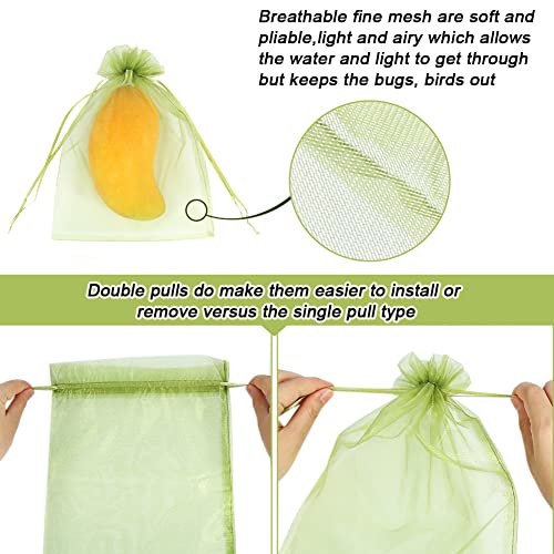 HRX Package 100pcs Mesh Fruit Protection Bags 6x9 in for Gardeners (Green) - size: 6x9 inches