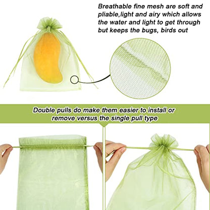HRX Package 100pcs Mesh Fruit Protection Bags 6x9 in for Gardeners (Green) - size: 6x9 inches