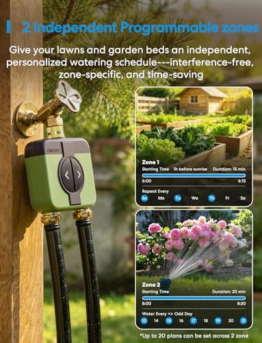 meross WiFi Water Timer for Garden Hose, Rain Skip, Remote Control, IP65 - size: WiFi Water Timer with Hub