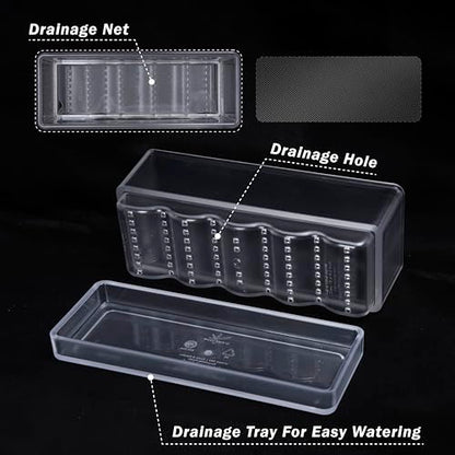 D'vine Dev 2-Pack Rectangular Planters, 12 x 4.5 in, Clear, 76-X-D-2 - color: Clear