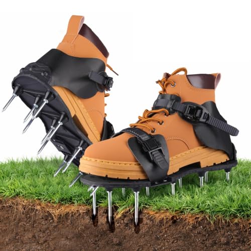Aeration Shoes for Lawn, Lawn Aerator Shoes for Grass, Stainless Steel Spikes with Adjustable Straps for Garden, Grass Aeration, Floor Paintin
