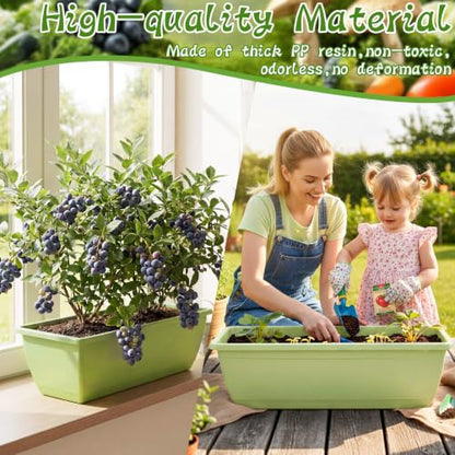 8 Pcs 24 Inch Plastic Window Boxes Planters, Light Green - color: Light Green