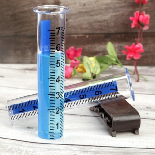 Plastic Rain Gauge Replacement Tube 2PCS,Outdoor 8.3" Clear Rain Meter-Blue - color: Blue