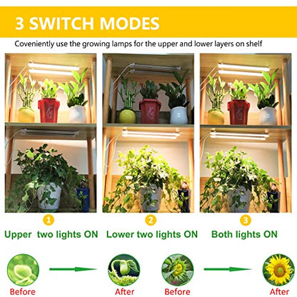Grow Light Strips, Plant Lights for Indoor Plants Full Spectrum Growing Lamp with Auto On & Off Timer,3/6/12H Timer, 192 LEDs/ 10 Dimmable Levels Sunlike for Seedings Hydroponics - color: 4 Strips