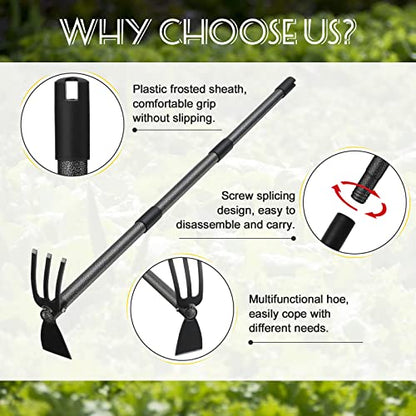 Hoe Garden Tool, 45 Inch Garden Hoe Long Handle for Weeding, Hoe Cultivator 2 in 1 Hand Garden Tools for Gardening Tools Planting