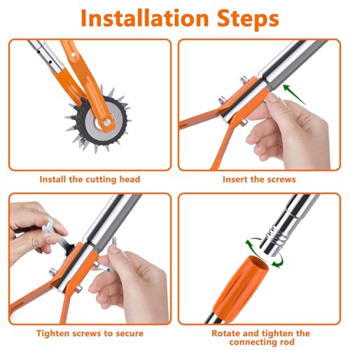 Edger Lawn Tool - 67 inch Wheel Rotary Lawn Edger with Adjustable Stainless Steel Handle, Grass Edge Trimmer for Sidewalks, Driveways & Landscaping (Orange) - color: Orange