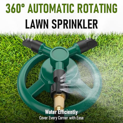 Sprinklers for Yard, Lawn & Garden Sprinkler Automatic 360 Rotating for Large Area Coverage, Grass Water Sprinkler for Water Fun-2PCS - size: 2PCS