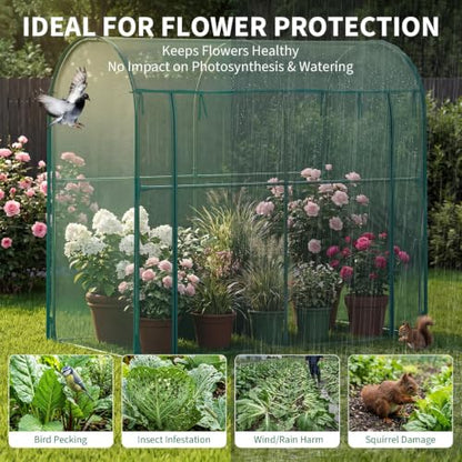 Garden Crop Cage, Plant Netting Cover with Zipper Door, Vegetable Insect Protection - color: Green, size: 200*100*180cm