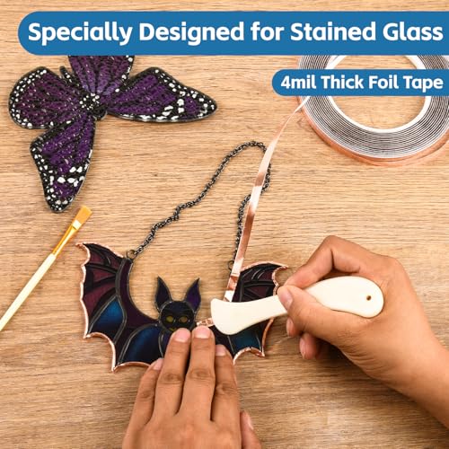 Copper Foil Tape for Stained Glass, Adhesive Pure Copper Foil Tape - color: Golden, size: 1/4inch