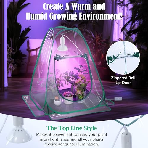 Meonum Mini Greenhouse Indoor with 10W Grow Light and PEVA Mat, 2 Pack