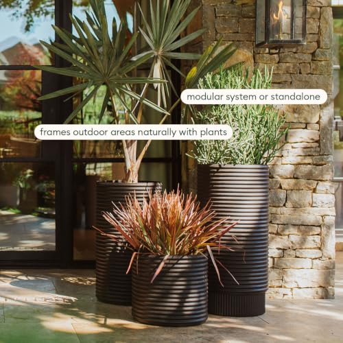 Veradek Mod Series Extra Tall Planter - Tall Outdoor Planter with Shelf - color: Black, size: 29 inch