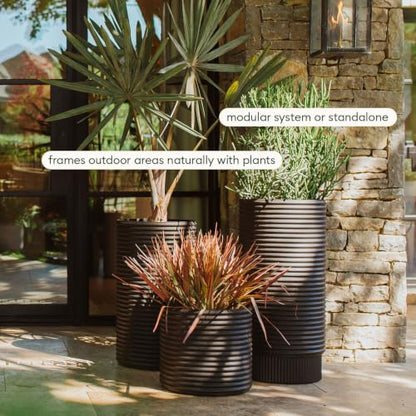 Veradek Mod Series Extra Tall Planter - Tall Outdoor Planter with Shelf - color: Black, size: 29 inch