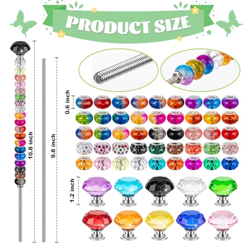 230 Pcs Beaded Garden Stakes DIY Fairy Wand Kit, 12 in - size: 10 IN Diamonds