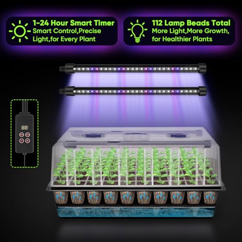 BlumWay 120-Cell Self-Watering Seed Starter Tray with Grow Light, Black - color: Black