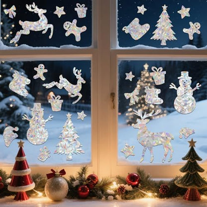 YUOROS 78 Pcs Christmas Window Clings Window Stickers - color: Christmas