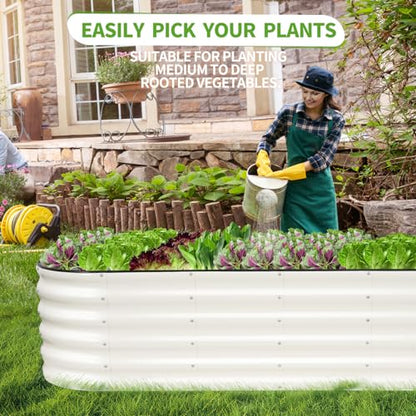 Galvanized Raised Garden Bed - 2 Pcs 6x2x1.4FT Planter Box, White - color: White, size: 6x2x1.4ft