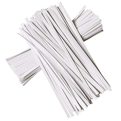 1000 Pcs 6" Paper White Twist Ties Reusable Bread Ties