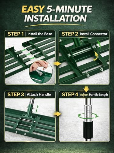 Lawn Leveling Rake, 30x10 in Adjustable Leveler for Yard & Garden