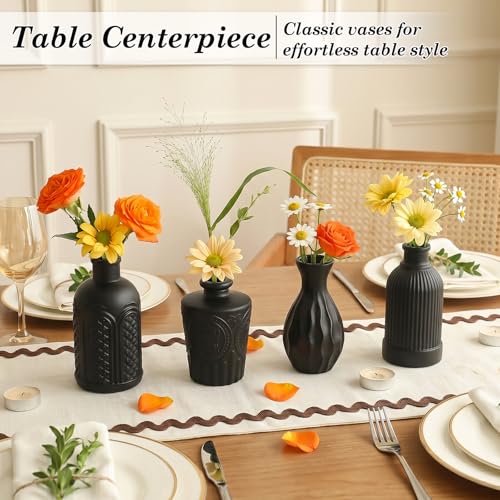 TBWIND 24PCS Black Glass Bud Vases Set - color: Black-24pcs, size: 24Pcs