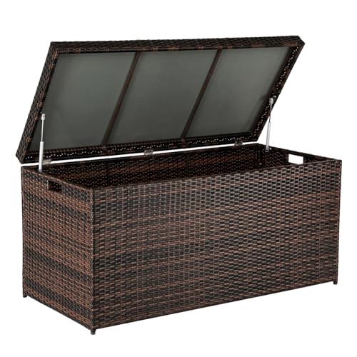 VINGLI 132 Gallon Outdoor Wicker Storage Box