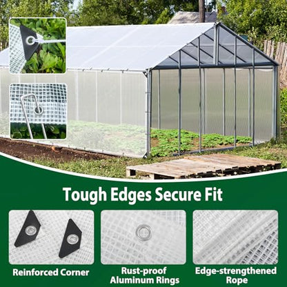 6X8FT Heavy Duty Clear Greenhouse Tarp, 16 Mil, Waterproof, Grommets - size: 6*8ft-1PC