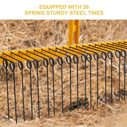 Garvee 60 Inch 3 Point Landscape Rake, Steel Tow-Behind Grass Rake - size: 60 inch