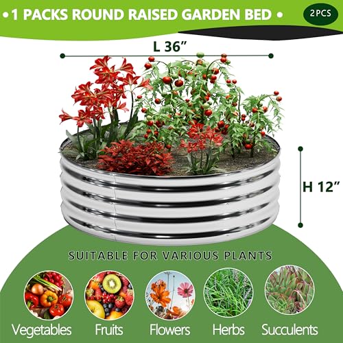 DIIYIV Galvanized Raised Garden Bed,3x3x1FT,2PCS,Silver - size: 3x3x1(2PCS)
