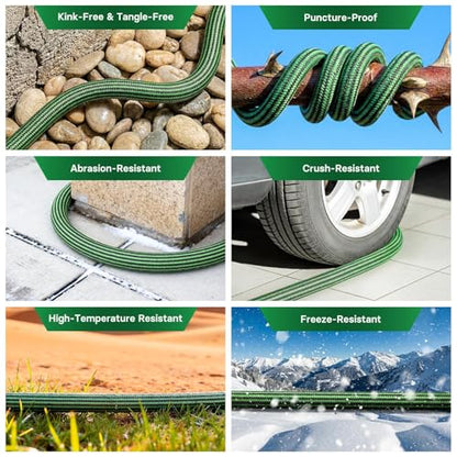 Garden Hose 50 ft Flexible Non-Expandable Water Hose Kink-Free Ultra Lightweight Leak-Proof Durable Portable Wear-Resistant Hoses Pipe with 3/4" Brass Fittings for Outdoor Yard Lawn Car Wash - size: 50FT
