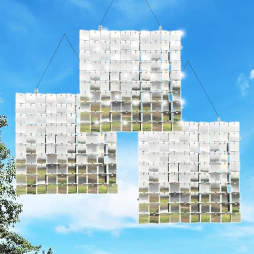 Reflective Bird Scare Discs Board, Three Boards with 300PCS, Double-Sided Bird Reflectors to Keep Woodpeckers Pigeons Away from Garden, Patio, House
