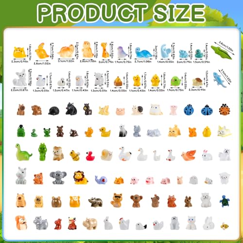 Mini Resin Animals Figures 80Pcs Tiny Resin Animals Miniature Small Animal Figures Bulk for Party Favors Dollhouse Aquarium Garden Decoration