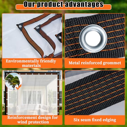 6.6x13FT Heavy Duty Clear Waterproof Tarp,Outdoor Garden Rainproof Covering - size: 6.6 x 13 FT
