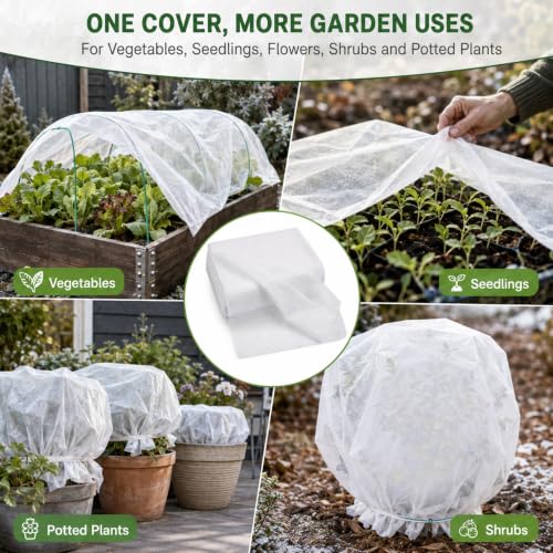MAQIHAN Plant Covers Freeze Protection - 4.9ft x 16ft Frost Cloth for Plant - size: 4.9 ft x 16 ft