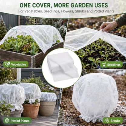 MAQIHAN Plant Covers Freeze Protection - 4.9ft x 16ft Frost Cloth for Plant - size: 4.9 ft x 16 ft