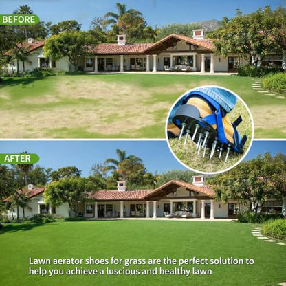 Lawn Aerator Shoes Pre‑Assembled with Secure Dual Instep Straps for Lawn - color: Blue