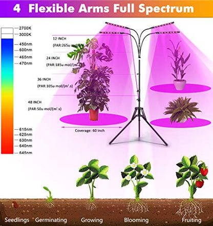 Felibeaco Plant Grow Lights for Indoor Plants with Adjustable Stand & Timer - style: Floor