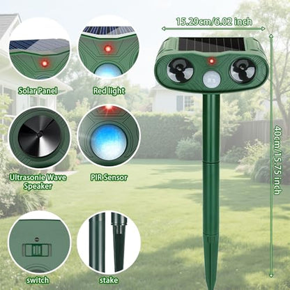 2Pack Ultrasonic Deer Repellent Devices, Animal Repeller Outdoor