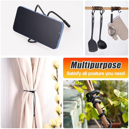 HOMEE 8Pcs Reusable Silicone Cable Twist Ties with Holes 32 inch, Black - color: Black, size: 32" - 8 PCS