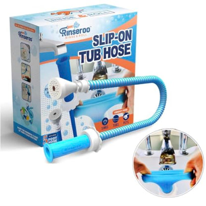 Rinseroo Slip-On Tub Hose, 5ft Flex Bathtub Faucet Sprayer