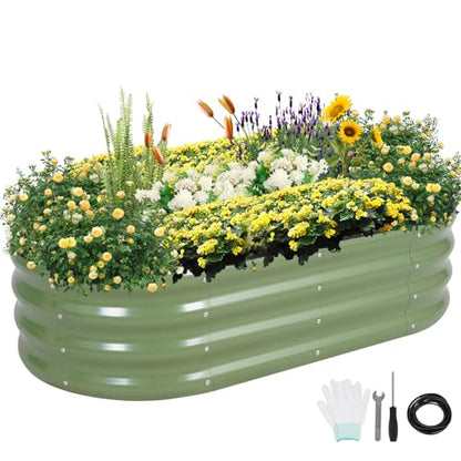 Galvanized Raised Garden Bed Outdoor- 4x2x1FT Planter Box, Green - color: Green, size: 4x2x1ft