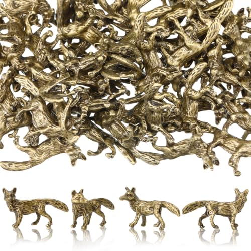 Civaner 50 Pcs Mini Fox Figurine, Mini Brass Figurines, Small Retro Animals - style: Fox