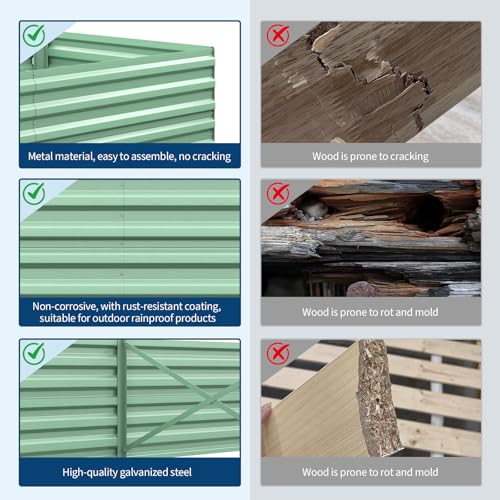 Garvee 2PCS 6x3x2ft Galvanized Raised Garden Bed, Outdoor Planter Box - color: Green-rect., size: 6x3x2ft 2pcs