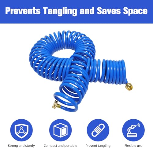 Coil Hose,3/8" EVA Coil Garden Hose 25 FT,Curly Water Hose - color: Blue, size: 25FT