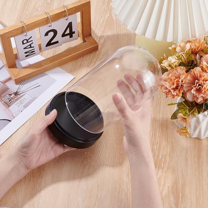 AHANDMAKER Acrylic Display Dome Case Cloche Globe, 3X4 Black Base Crystal Dome Bell Jar Display Case for Figures Flowers Plants Bouquets Photos Medals Tabletop Wedding Decorations