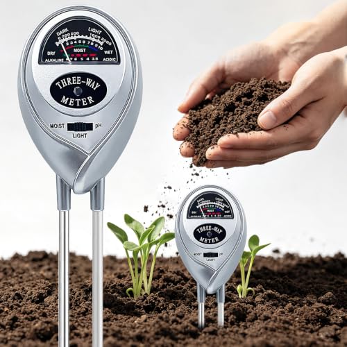 3 in 1 Soil Tester Soil Moisture Fertility pH Tester Soil Test Soil Moisture Meter for Garden Care Lawn Agriculture No Batteries Required