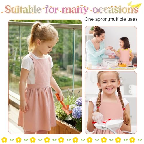 Kids Pinafore Apron, Cross Back Apron, Japanese Style Bib Aprons Home Clothes - color: Pink, size: 60 x 122 cm